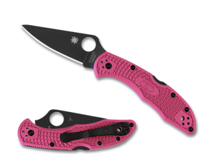 Spyderco Delica 4 Knife Flat Ground Pink FRN C11FPPN